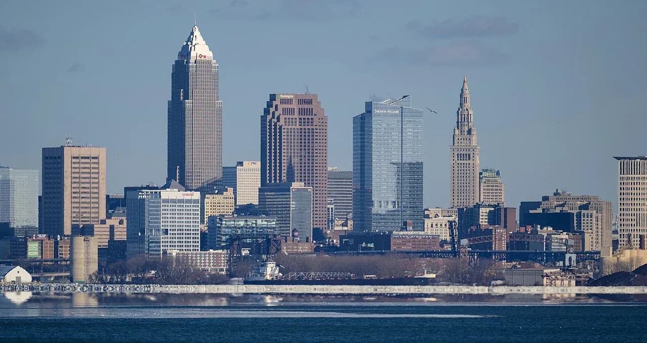 Cleveland cityscape and surrounding landscape